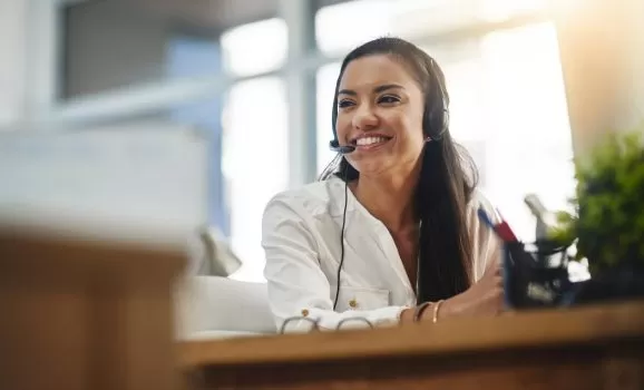 Shot of a female agent working in a call centre.